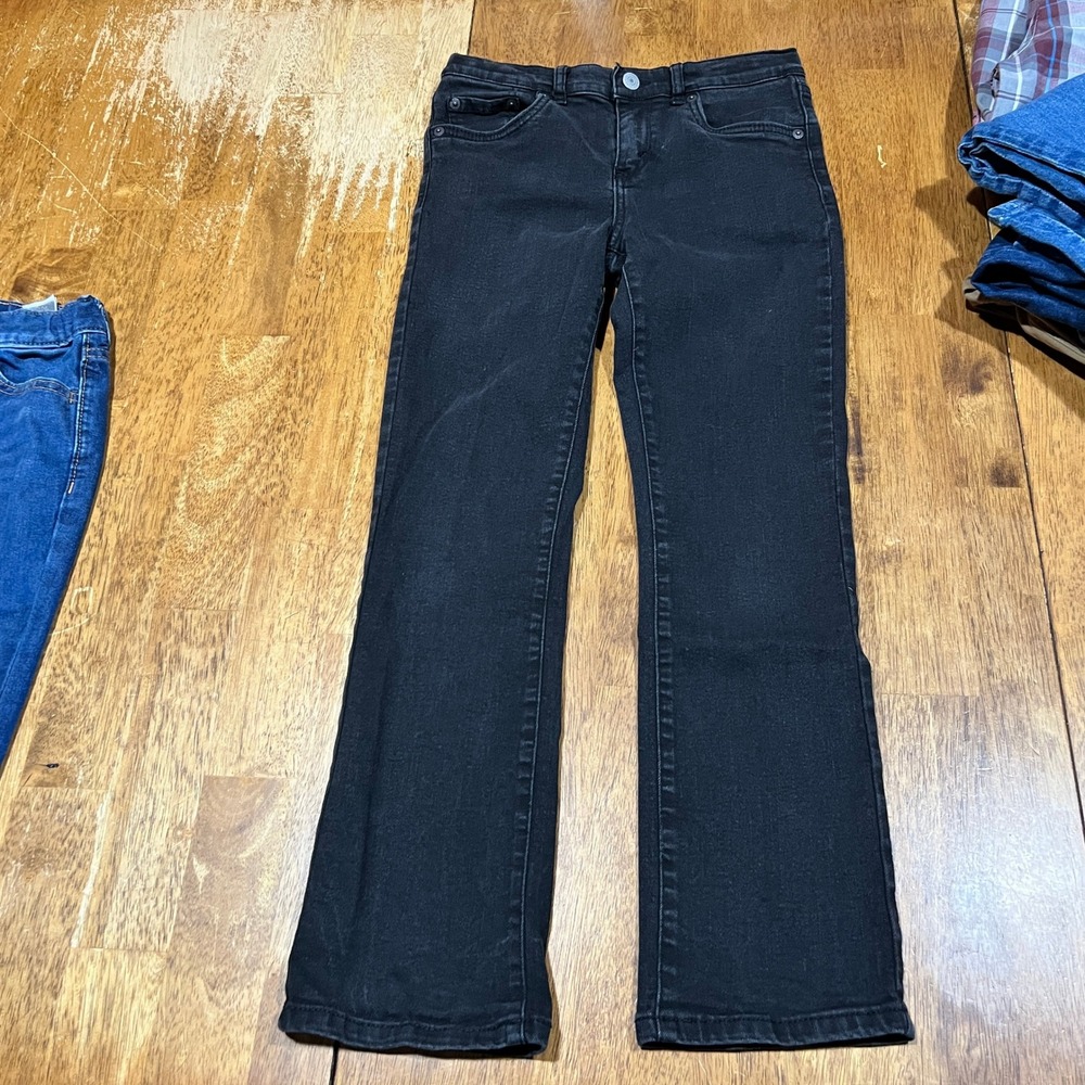 Boys Youth Levis Black Boot Cut Stretchy Jeans Adjustable Waist 12 Reg